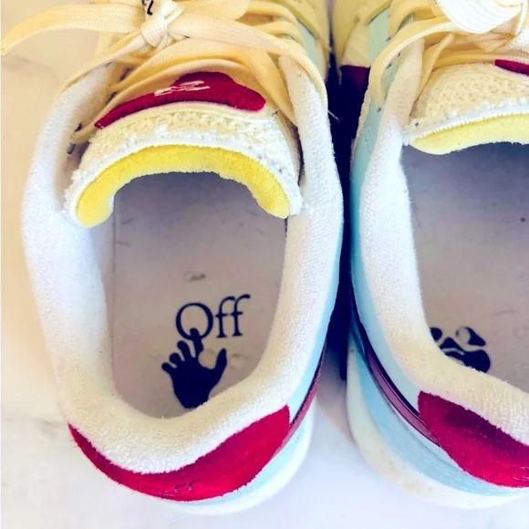 Off-White Sneakers in Cream and Burgundy - Picture 10 of 16